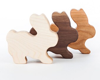 Personalized Wood Bunny Rattle // An Eco-Friendly Safe Baby Toy & Teether // Natural Wood Rattle Makes the Perfect Personalized Baby Gift