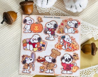 Snoopy Fall/Autumn Sticker Sheet 4x4" in.