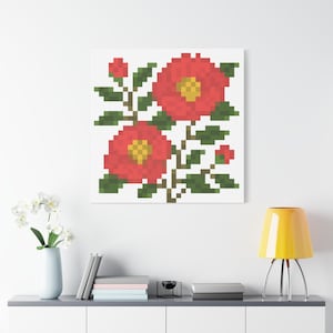 Canvas Wall Art, Camellia Flower Print, Botanical Home Decor, Floral Artwork, Nature Poster