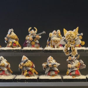 16 Zwergendonnerer-Einheiten für Warhammer Alte Welt, bemaltes Zwergen-Handfeuerwaffenregiment – sofort spielbereit