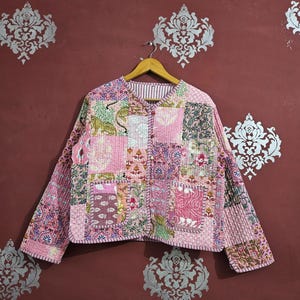 Handmade Cotton Patchwork Quilted Jacket: Reversible Boho Coat