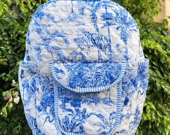 ハンドメイドキルティングパッチワークコットンバックパック：ボヘミアンフローラルラップトップバッグ