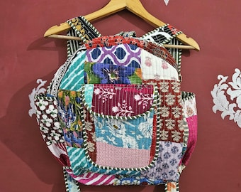 Cotton Patchwork Quilted Backpack: Bohemian Reversible Tote Bag