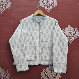 Hand Block Printed Cotton Quilted Jacket: Bohemian Patchwork Coat