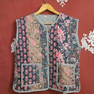 Handmade Cotton Patchwork Quilted Jacket: Boho Festival Vest