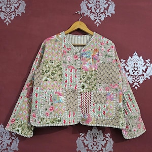 Handmade Cotton Quilted Patchwork Jacket: Reversible Boho Coat