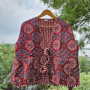 Handmade Cotton Kantha Quilted Jacket: Reversible Boho Patchwork Coat