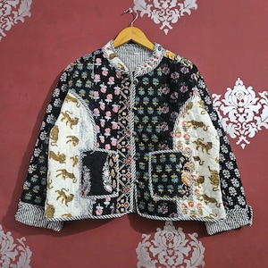 Handmade Cotton Patchwork Quilted Jacket: Boho Festival Coat