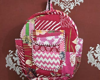 Mochila de algodón patchwork: bolso para portátil bohemio hippie con bolsillos
