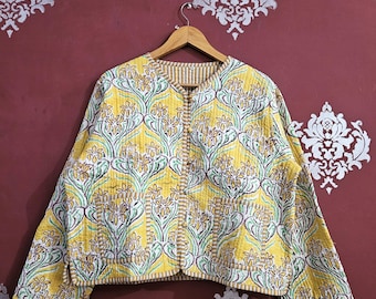 Handmade Patchwork Cotton Quilted Jacket: Bohemian Festival Coat