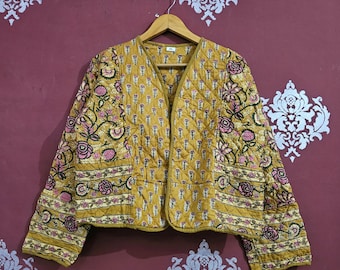 Giacca patchwork in cotone fatta a mano: cappotto reversibile da festival boho