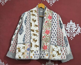 Handgemaakt gewatteerd katoenen patchwork jack: bohostijl