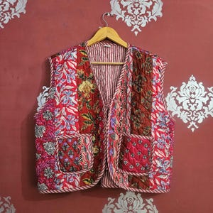 Veste Kantha en patchwork de coton fait main : manteau bohème