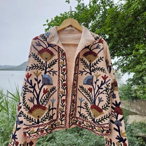 Handmade Suzani Embroidery Jacket: Indian Boho Quilted Coat