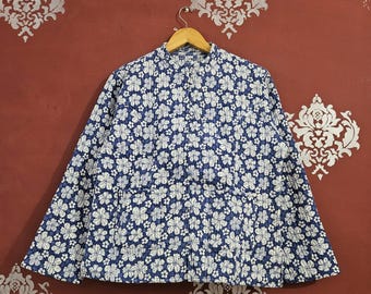 Reversible Cotton Quilted Jacket: Handmade Boho Patchwork Coat