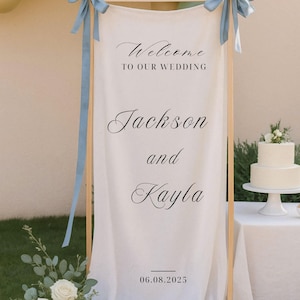 Custom Fabric Wedding Welcome Sign: Modern Ceremony Decor