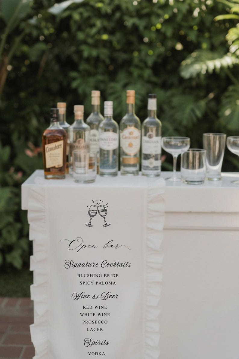 Lace Linen Wedding Bar Sign: Elegant Cocktail Menu Banner - Etsy