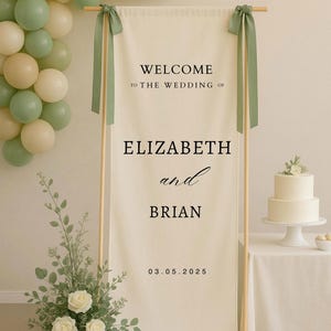 Custom Linen Wedding Sign: Personalized Fabric Wedding Banner