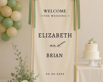 Custom Linen Wedding Sign: Personalized Fabric Wedding Banner