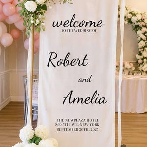 Personalized Linen Wedding Welcome Sign: Custom Boho Decor