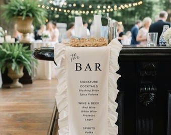 Lace Sheer Wedding Bar Sign: Elegant Cocktail Menu Banner