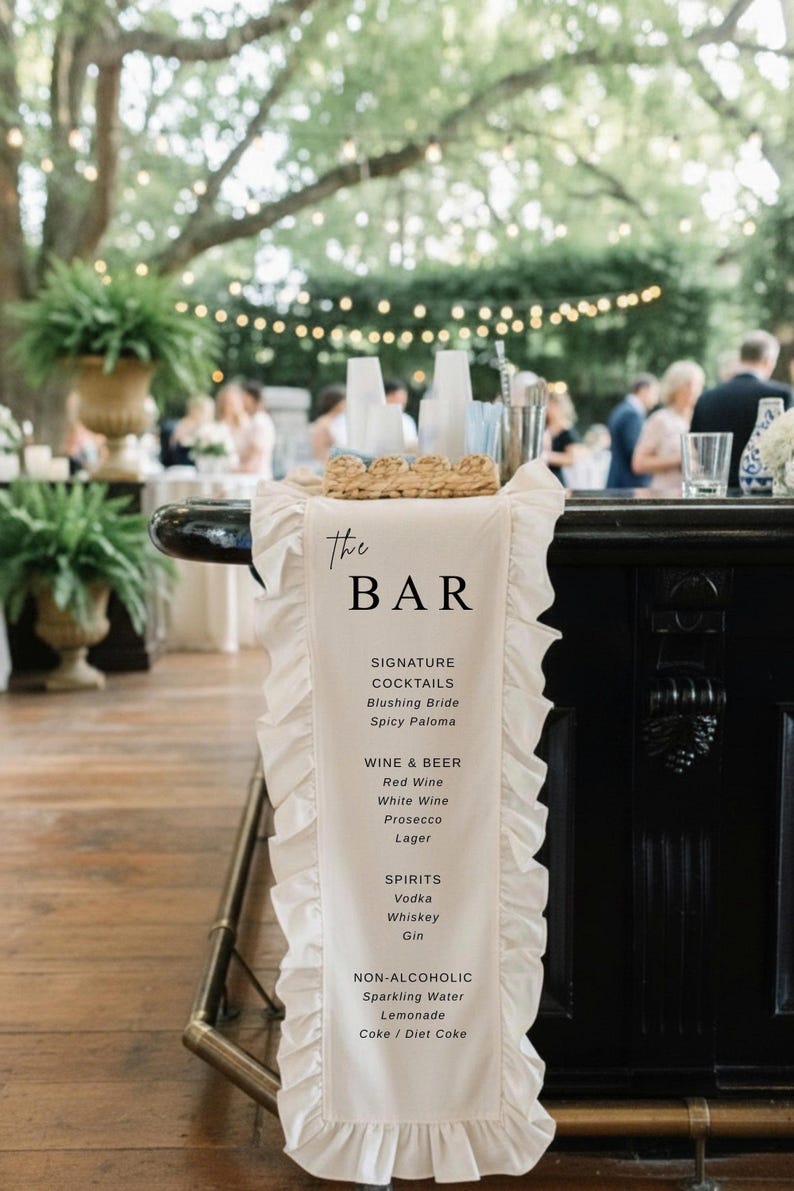 Lace Sheer Wedding Bar Sign: Elegant Cocktail Menu Banner - Etsy