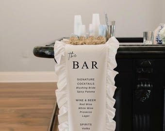 Lace Sheer Wedding Bar Sign: Elegant Cocktail Menu Banner,BAR09