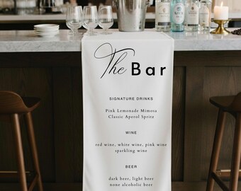 Custom Linen Wedding Bar Menu Sign: Signature Cocktails