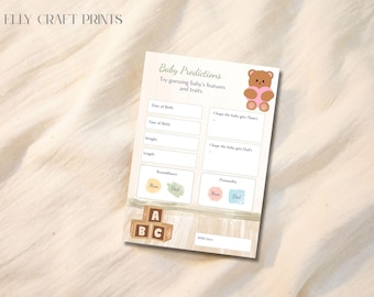Teddy Bear Baby Shower Game: Baby Prediction Printable (Digital Download)