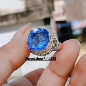 Blue Topaz Ring, Silver Jewelry, 925 Sterling Silver Ring, Boho Ring, Blue Topaz Gemstone, Handmade Ring For Women, Promise Ring, Gift Her,