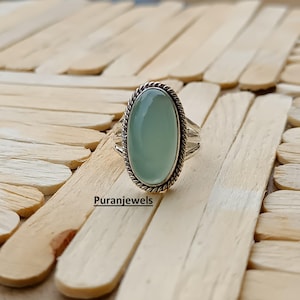 Aqua Blue Chalcedony Ring, 925 Sterling Silver Ring, Handmade Ring, Chalcedony Ring, Gemstone Ring, Bohemian Ring, Anniversary Gift Ring,
