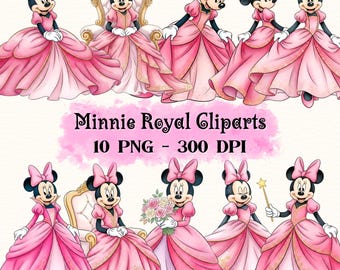 Rosa Royal Minnie Clipart, Prinzessin Minnie PNG, Minnie Maus Clipart, Minnie Royal Clipart, Minnie Aquarell PNG, Minnie Maus Geburtstag