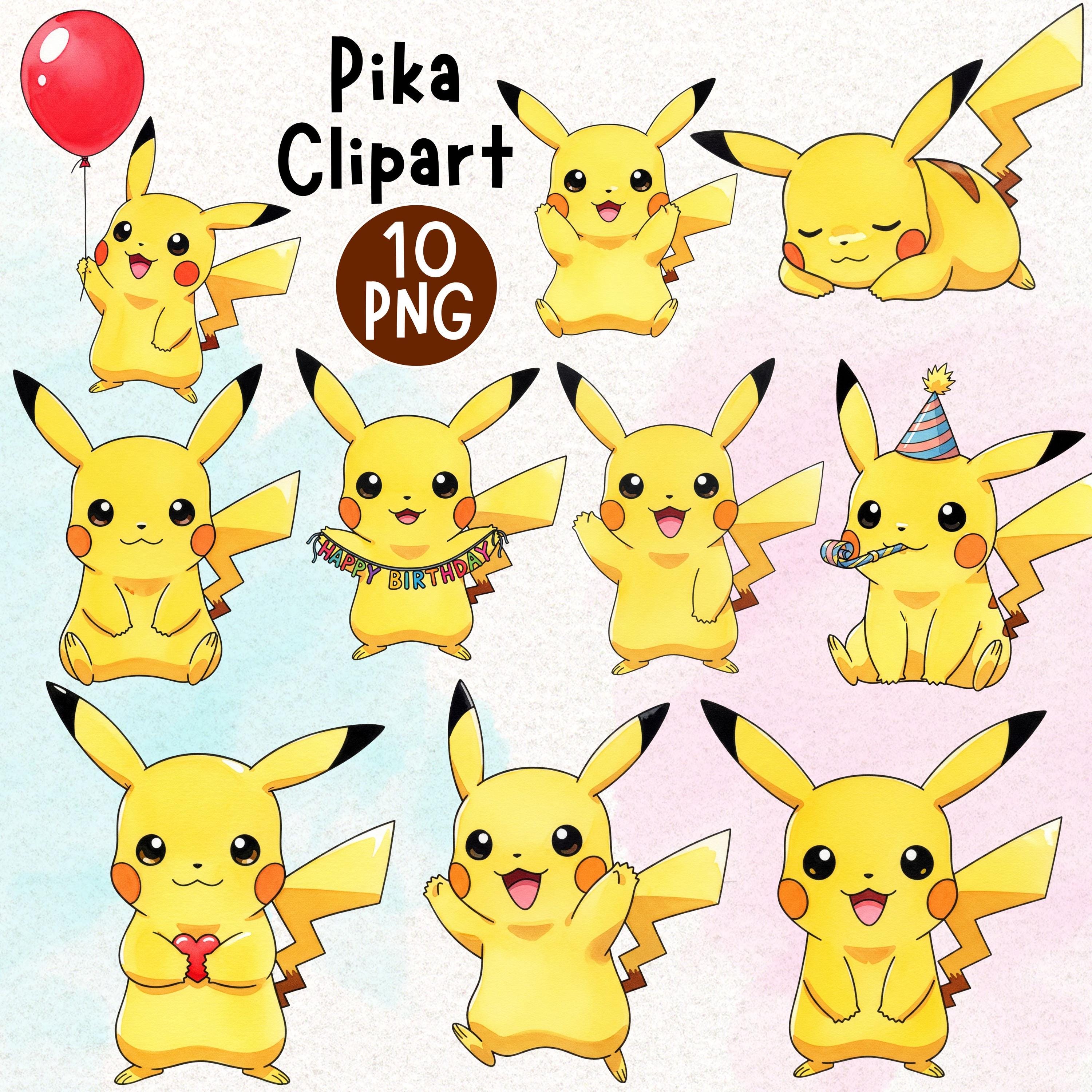 かわいいピカチュウの水彩画クリップアート、ポケモンのクリップアート