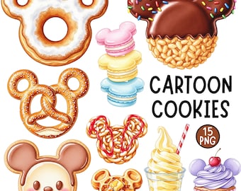 Disney Snack Watercolor Clipart PNG, Mickey Ears Snacks, Cute Mickey Mouse Treats, Cute Snack Cliparts, Cute Mickey BIrthday Snack Cliparts