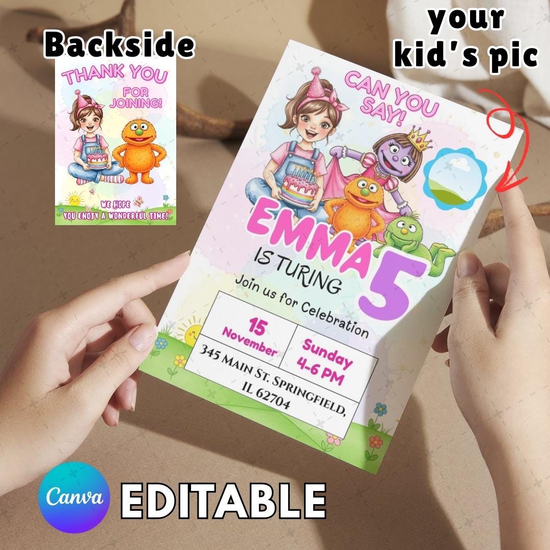 Editable Miss Rachel Birthday Invitation Card, Ms. Rachel Invite, Ms ...