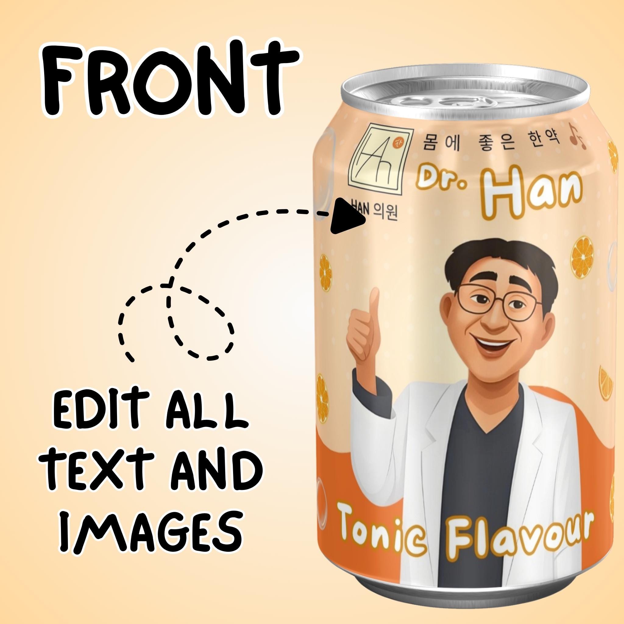 Kpop Demon Hunters Dr. Han's Tonic Can Label, Dr. Han's Tonic Wrapper ...