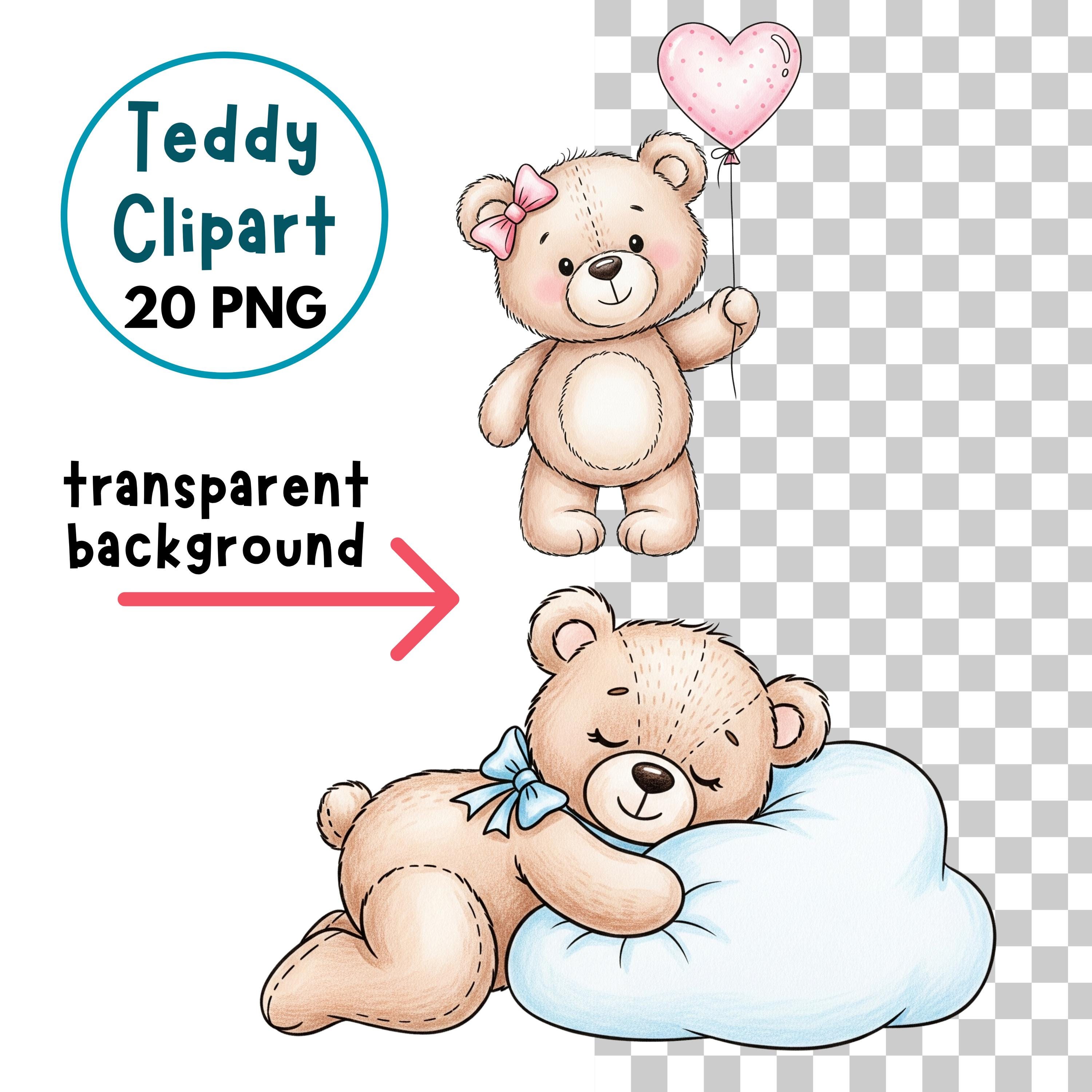 Teddy Bear Baby Shower Clipart Bundle | Boy & Girl PNG | Watercolor ...