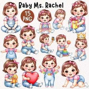 Miss Rachel Cute PNG, Digital Product, Miss Rachel Printable Cake Toppers, Party Decor, Cute Teacher Girl, Cartoon Clipart, Instant Download