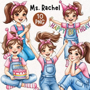Ms. Rachel Cute Clipart PNG, Ms. Rachel & Friends, Children&#39;s Educational Clipart, Miss Rachel Inspired PNG, Ms Rachel Birthday Cake Topper