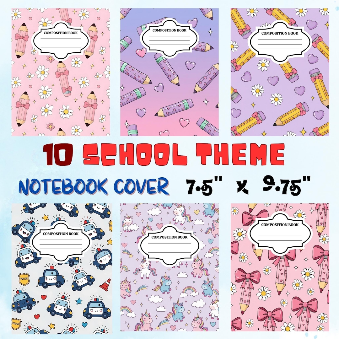 Editable School Composition Notebook Cover, 10 Cute Pink Girl Design ...