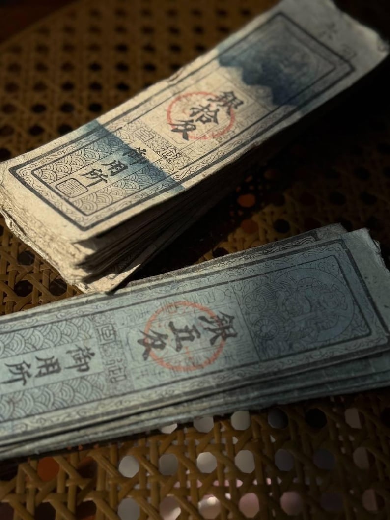Japanese Edo Period Hansatsu Paper Money – Silver 10 Monme Feudal Note ...