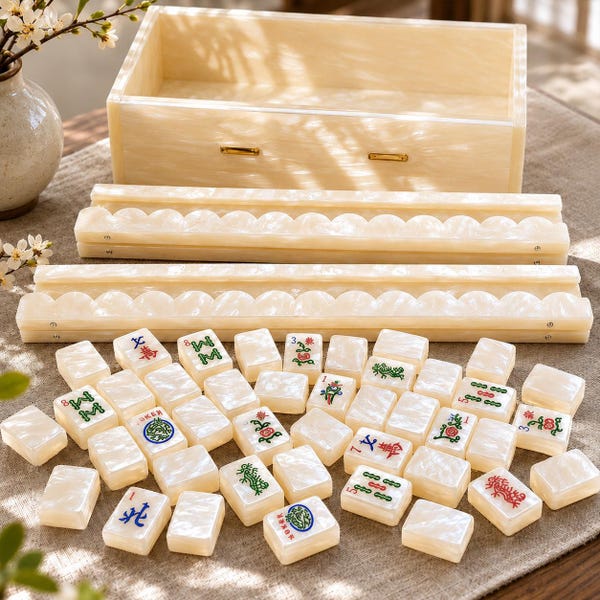 Juego de Mahjong Americano de Acrílico Perlado / Juego completo con caja de almacenamiento