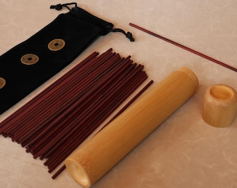 Purple Sandalwood Yarrow Sticks for I Ching Divination | Portable Casting Rods Set