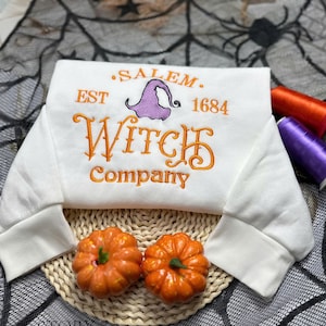 Embroidered Salem Witch Company Sweatshirt: Halloween Pullover