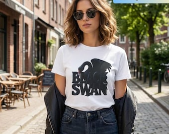 T-shirt met zwarte zwaan | Gothic uniseks T-shirt, zwanenshirt, cadeau dierenliefhebber