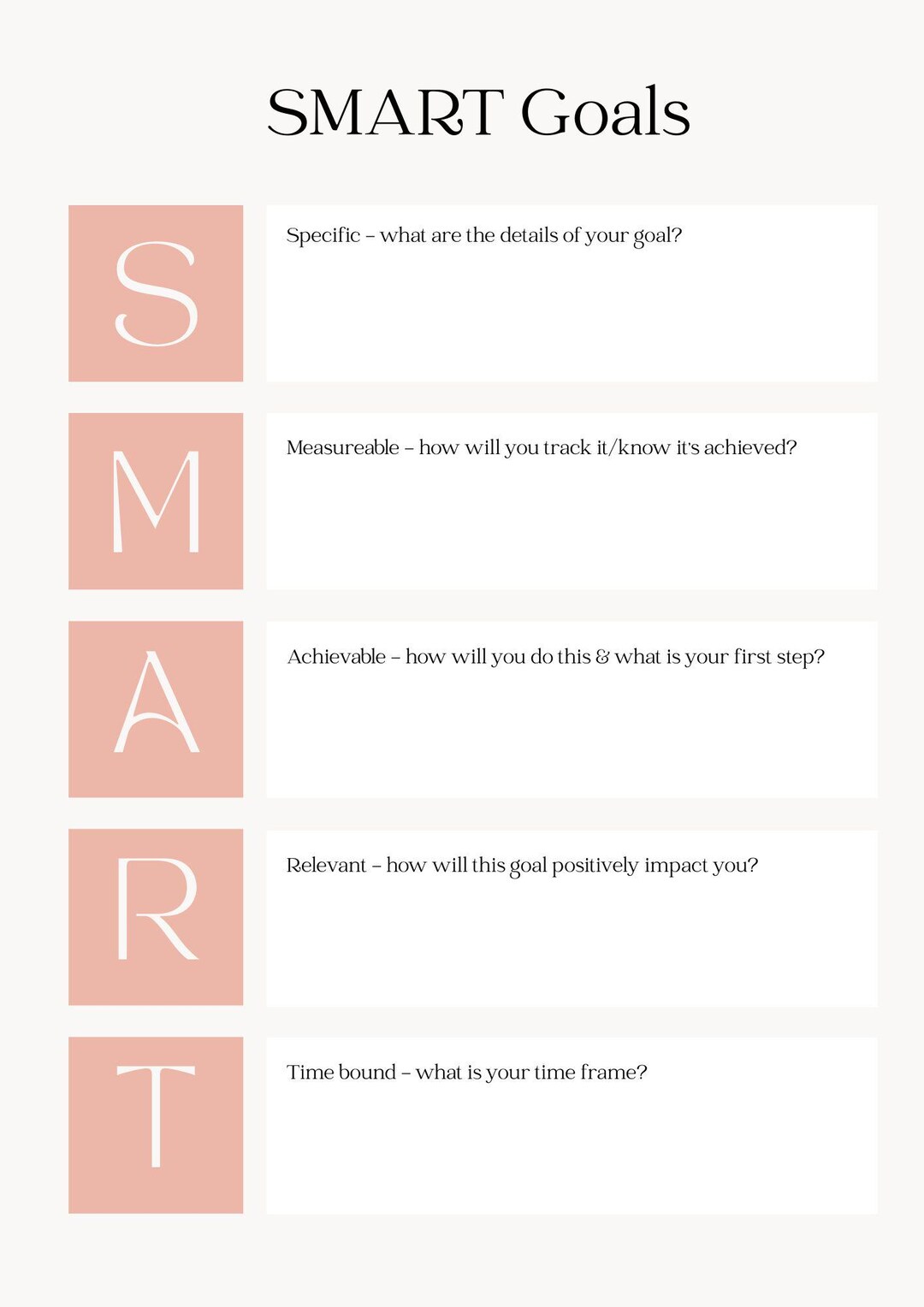 Multiple Smart Goals Template.pdf SMART Goals Template PDF Digital Download - Etsy Australia