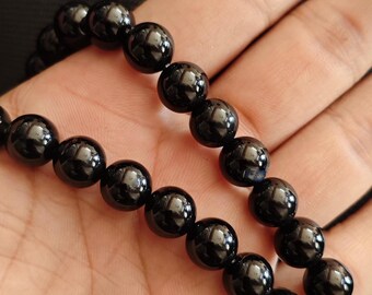 AAA Top Grade Qualität echte natürliche schwarze Onyx runde Perlen Edelstein 15 "Strang 4 mm 6 mm 8 mm 10 mm Steine