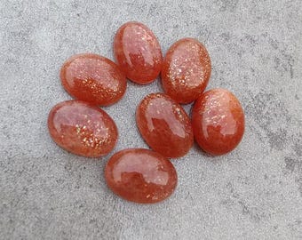 Natural Sunstone Oval Cabochon Gemstone, Jewelry Making (5x7mm to 10x14mm)