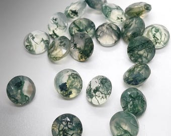 5 pcs lot 6mm Natural Moss Agate Round Faceted Cut: Loose Gemstone