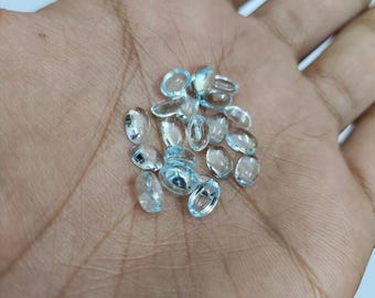 Natuurlijke hemelsblauwe topaas ovale cabochon, gekalibreerde losse edelsteen (3 x 5 mm tot 10 x 14 mm)